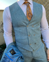 Aqua blauw pak heren